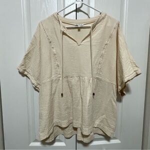 Wonderly Cream Blouse with Tie Neck